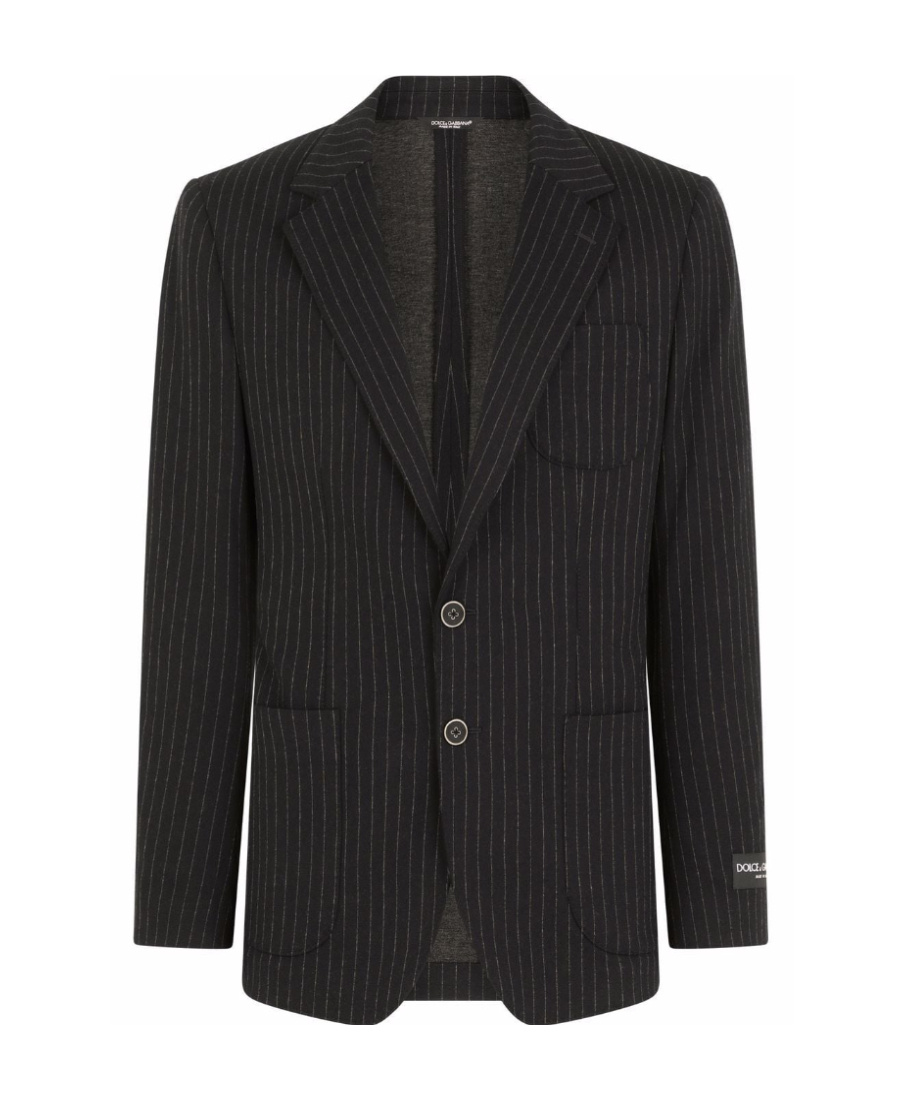 Dolce & Gabbana Pinstripe-pattern Single-breasted Blazer In Black