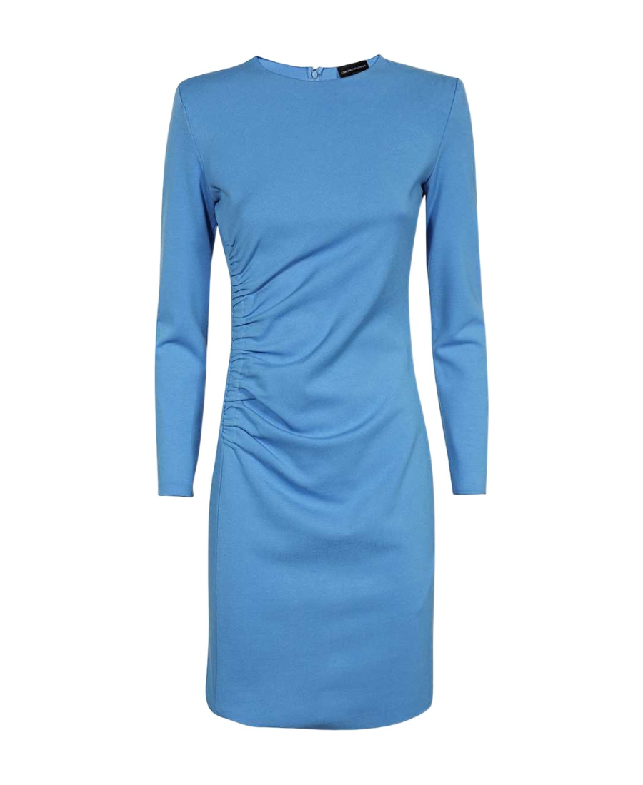 Shop Emporio Armani Long Sleeved Dress In Blue