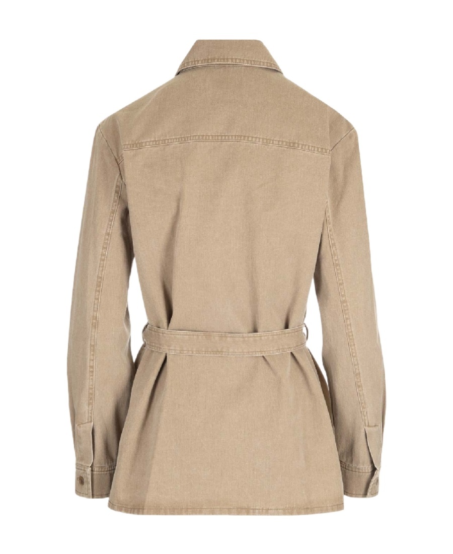 Apc Joann Belted Denim Jacket In Nude