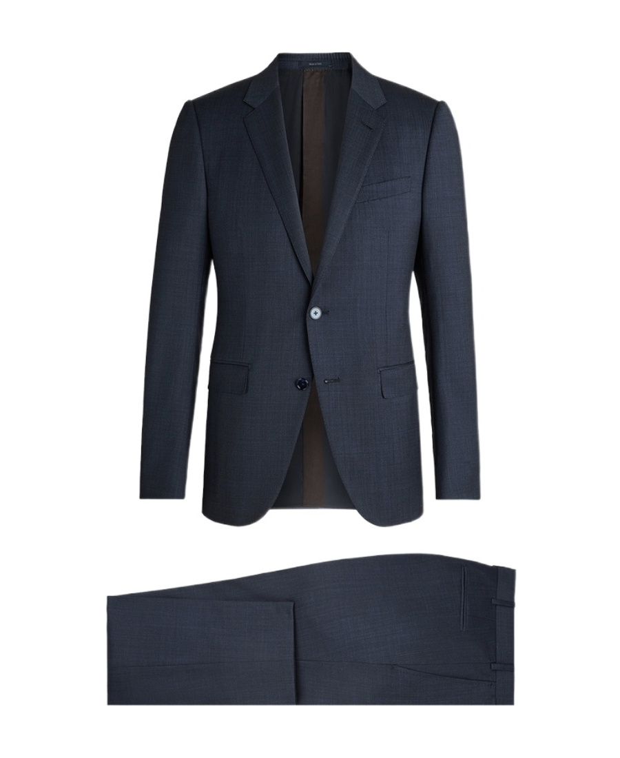 Zegna Lapel Long-sleeved Suit In Black