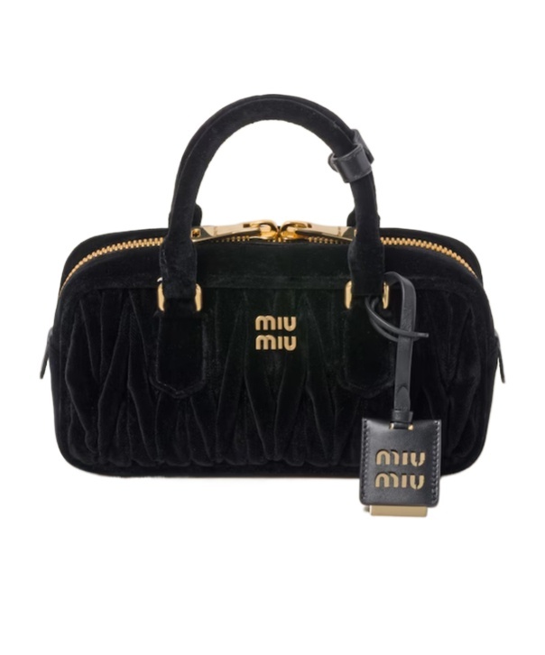 Miu Miu Arcadie Matelassé Vevlet Tote Bag In Black