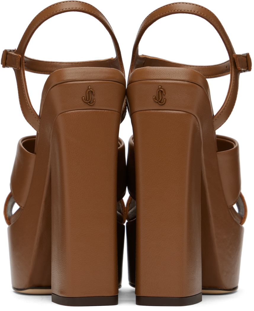 Jimmy Choo Square-headed High-heeled Sandals In Brown