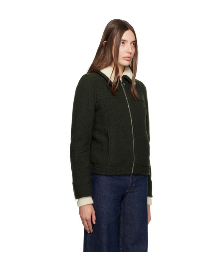 Apc Shearling Zip-up Jacket In Black
