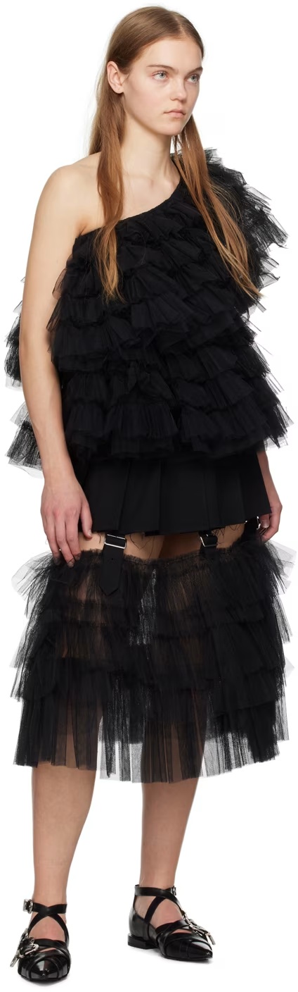 Toga Wound Pin Buckle Ankle Strap Flat Sole Shoes In Black