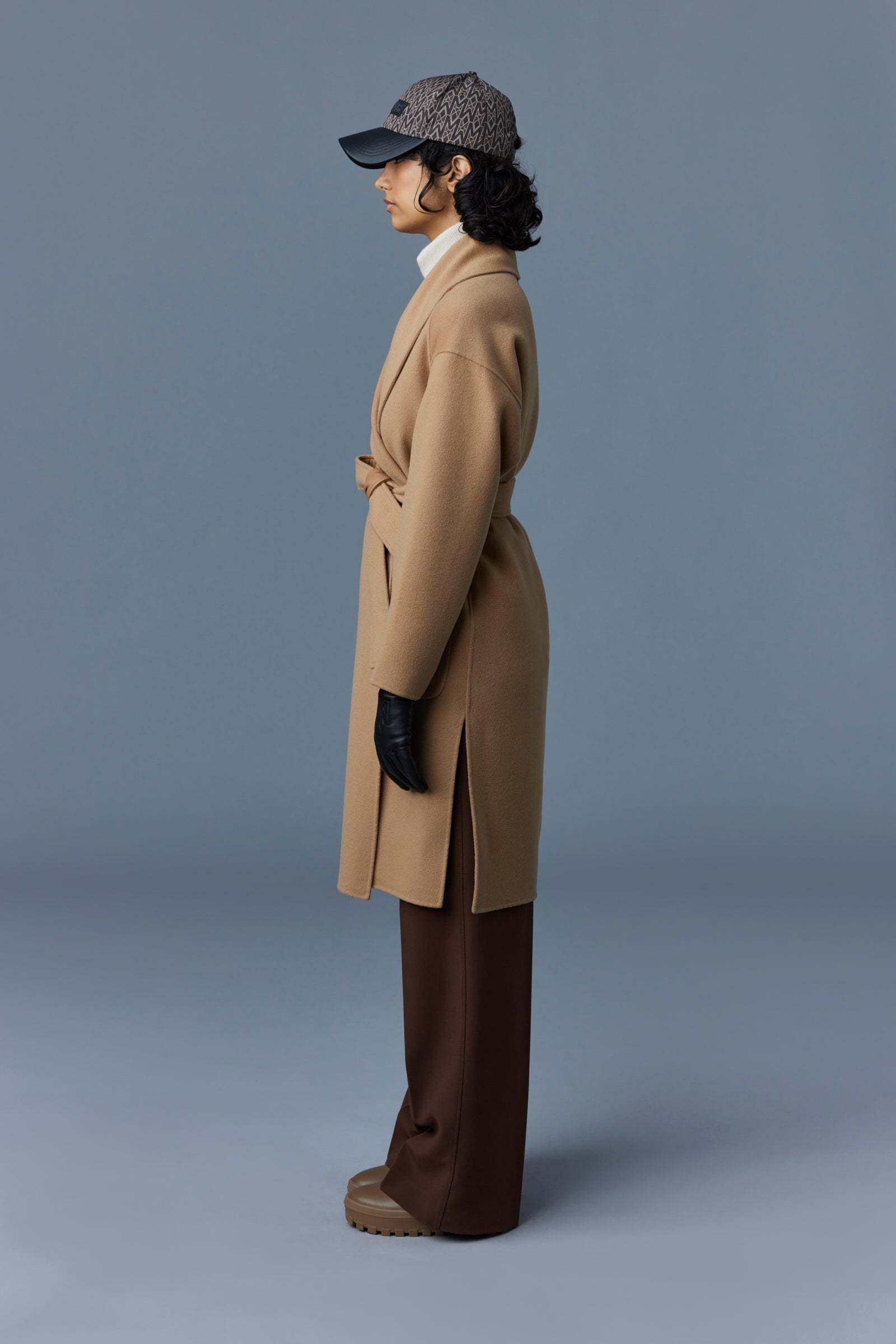 Mackage Belted Wrap Coat In Brown