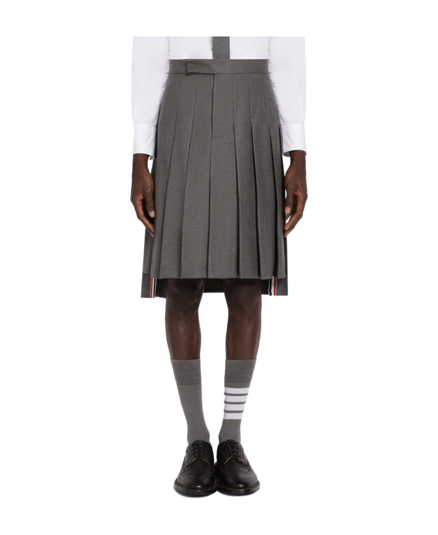 Thom Browne Asymmetric Hem Pleated Backstrap Skirt In Black