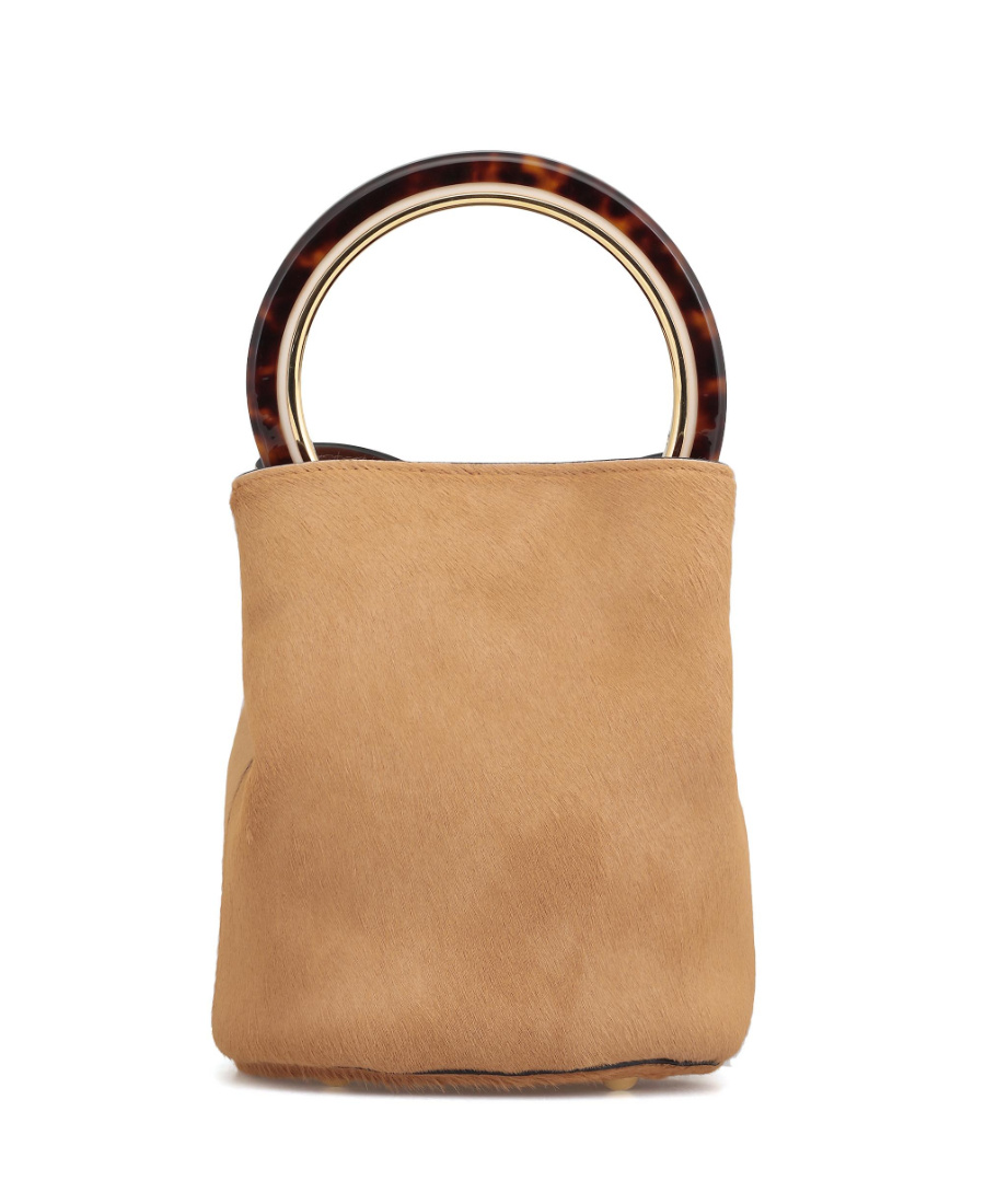 Marni Handle Bucket Shoulder Bag In Nude