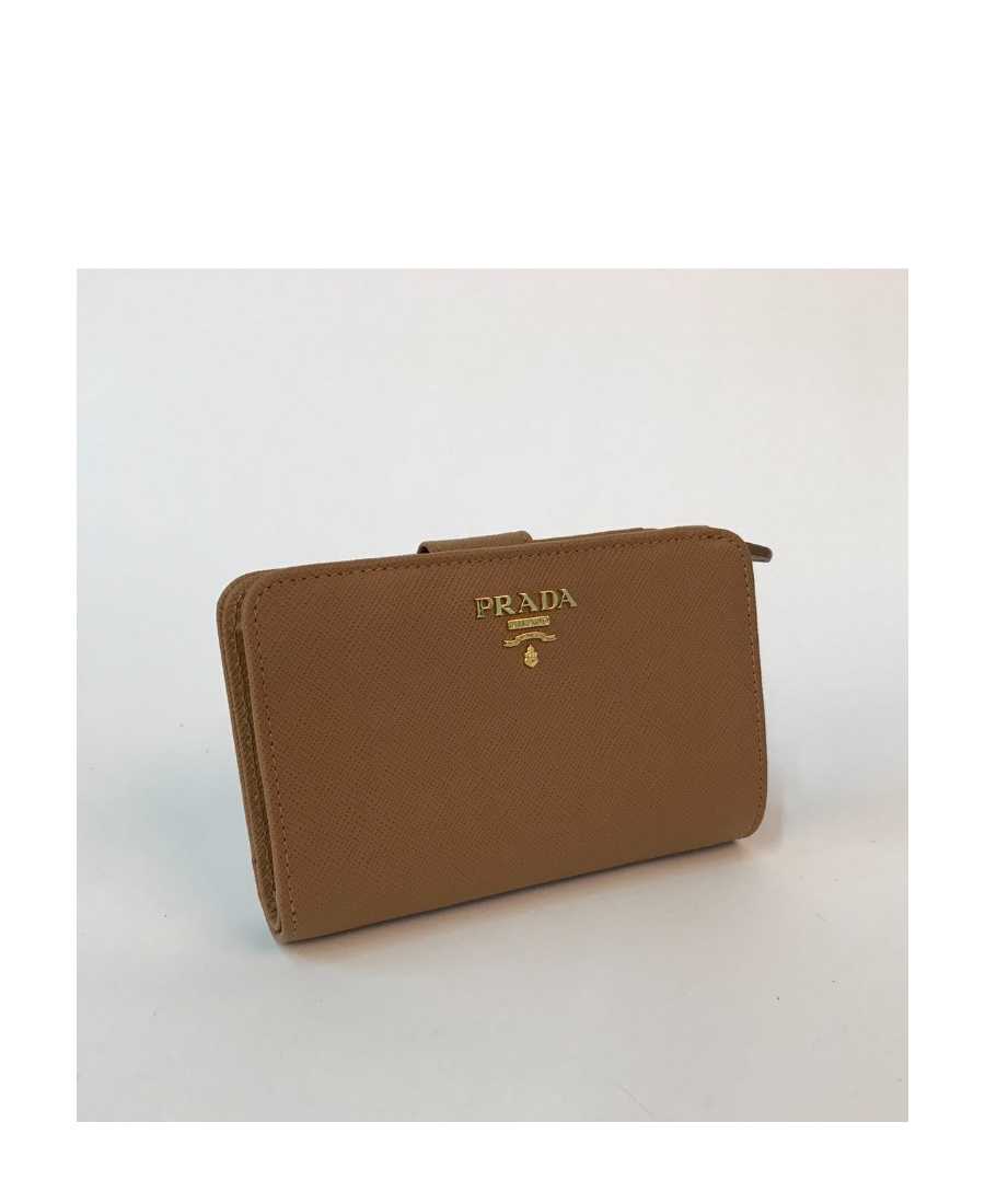 Prada Embossed Wallet In Brown