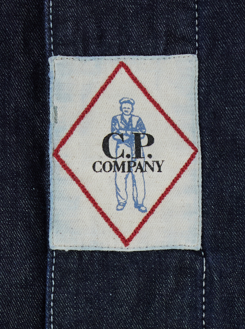 C.p. Company Long-sleeved Denim Coat In Black