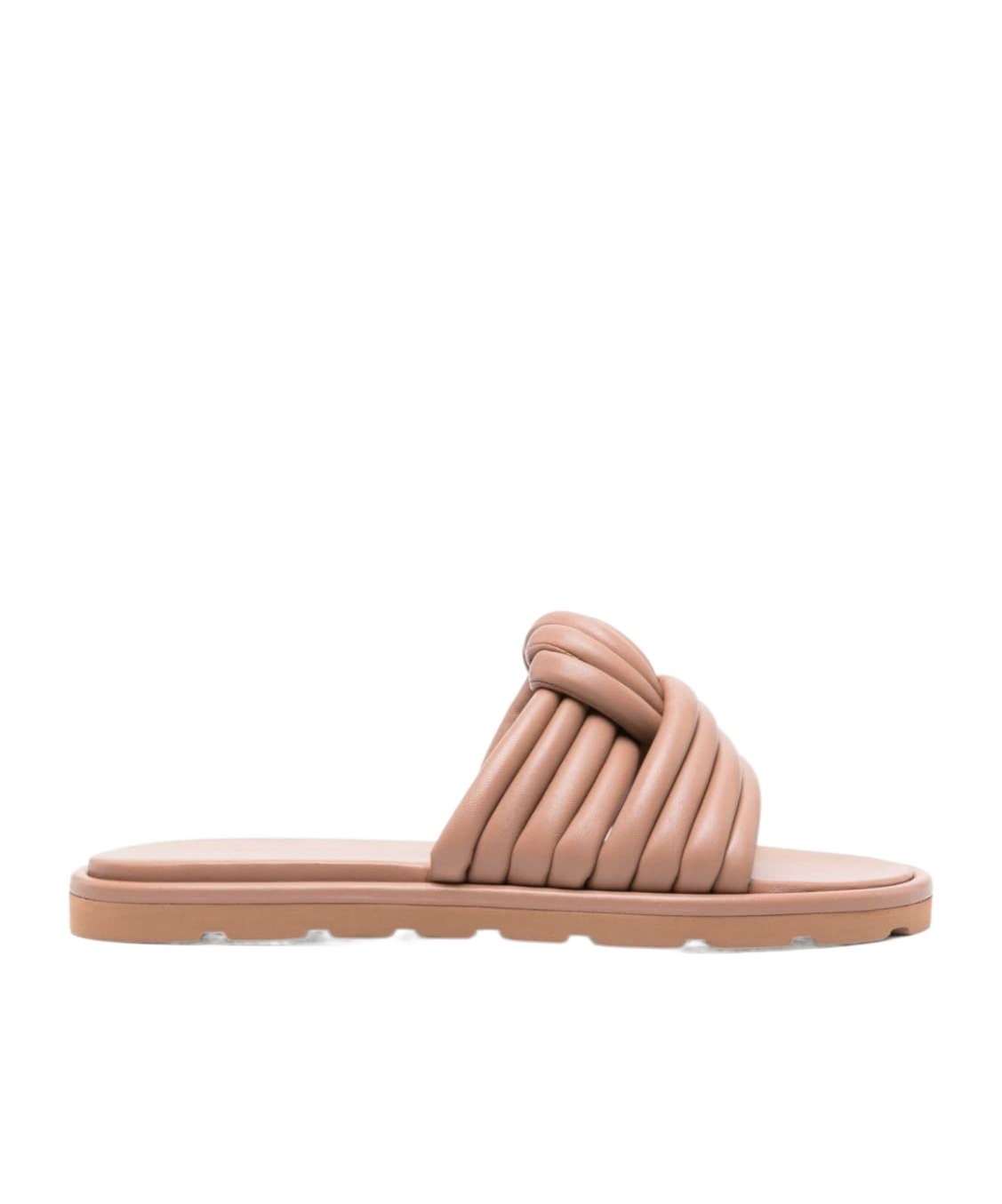 Gianvito Rossi Knotted Napa Flat Slide Sandals In Nude