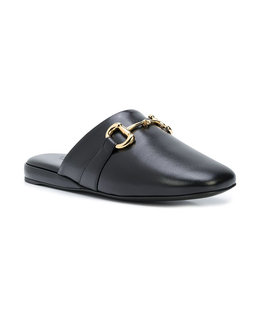 Shop Gucci Pericle Horsebit Slippers In Black