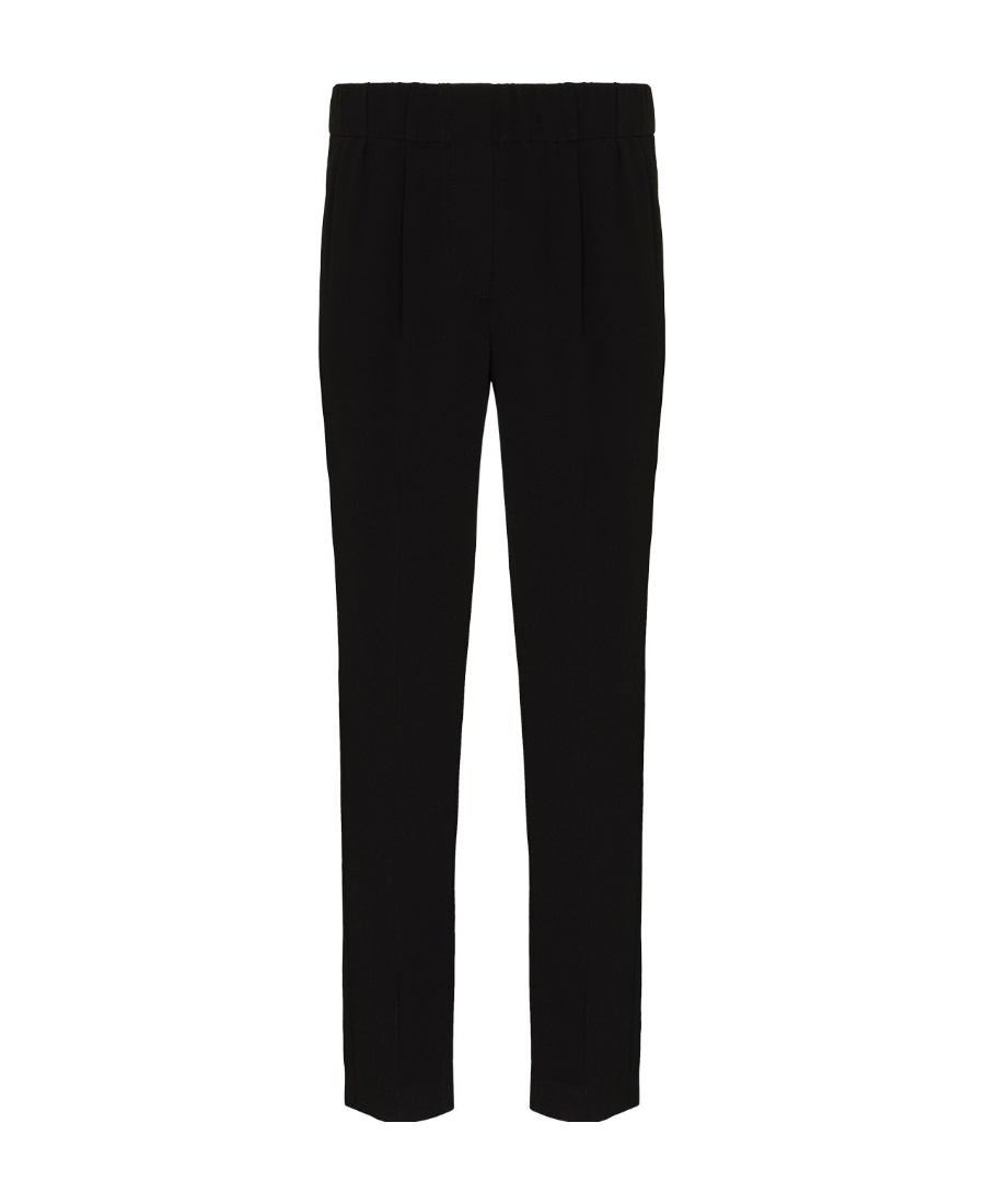Brunello Cucinelli Elasticated Waist Cropped Trousers In Black