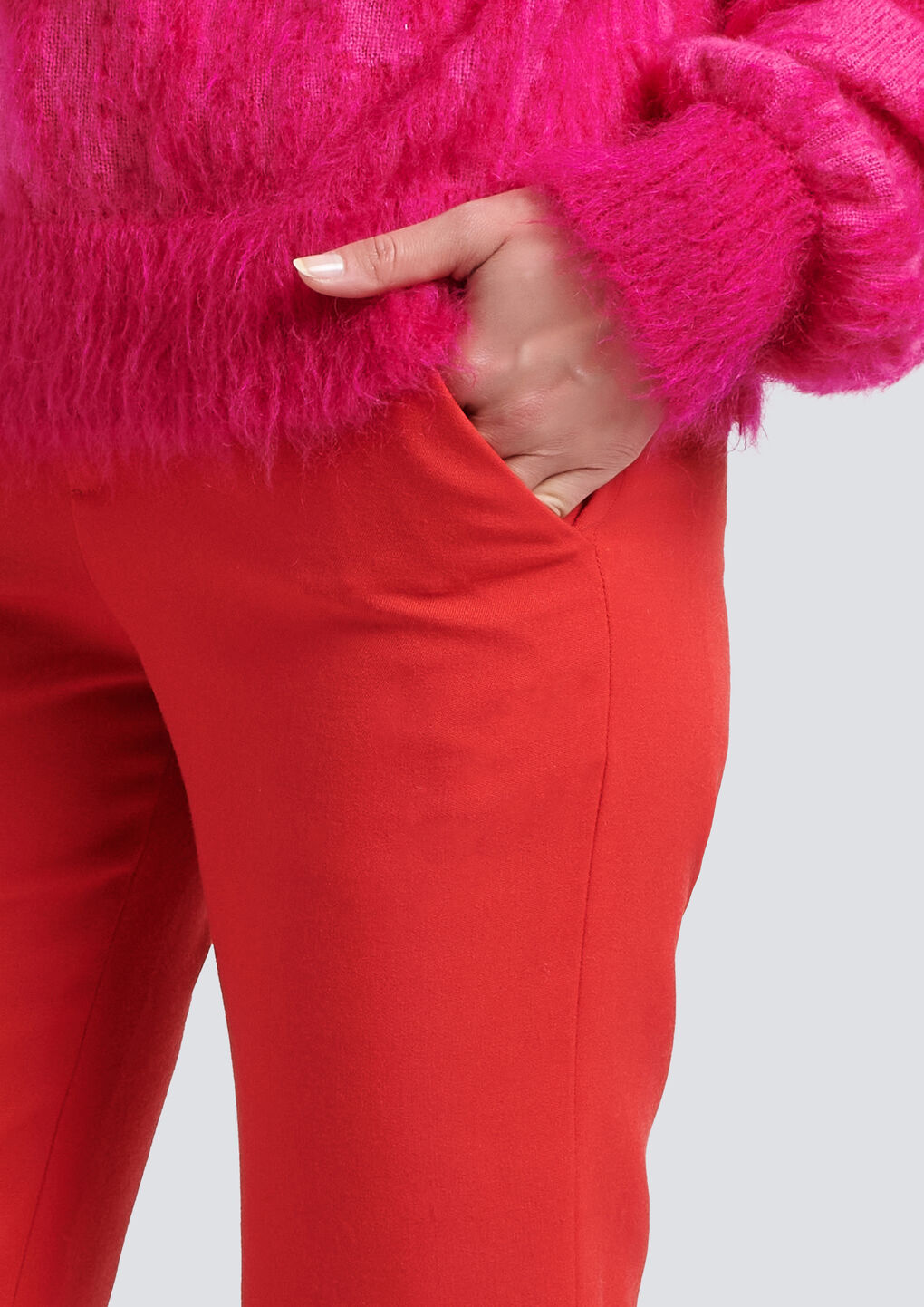 Balmain Grain De Poudre Flared Cropped Trousers In Red