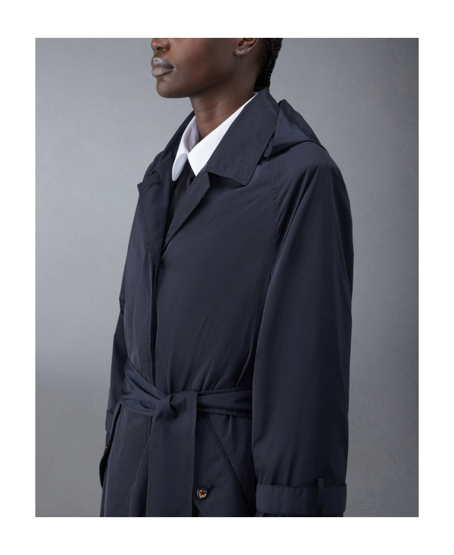 Thom Browne Belted Single-breasted Coat In Black