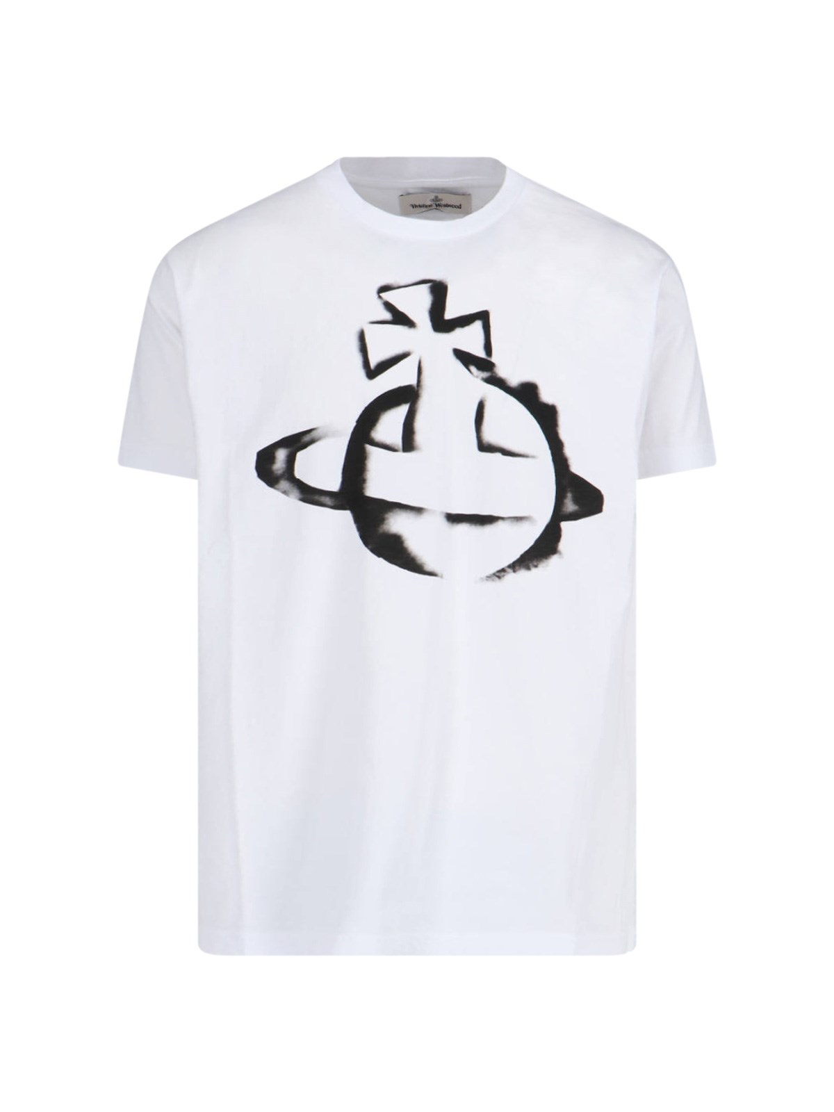 Vivienne Westwood Short-sleeved Cotton T-shirt With Abstract Graphic Design In White