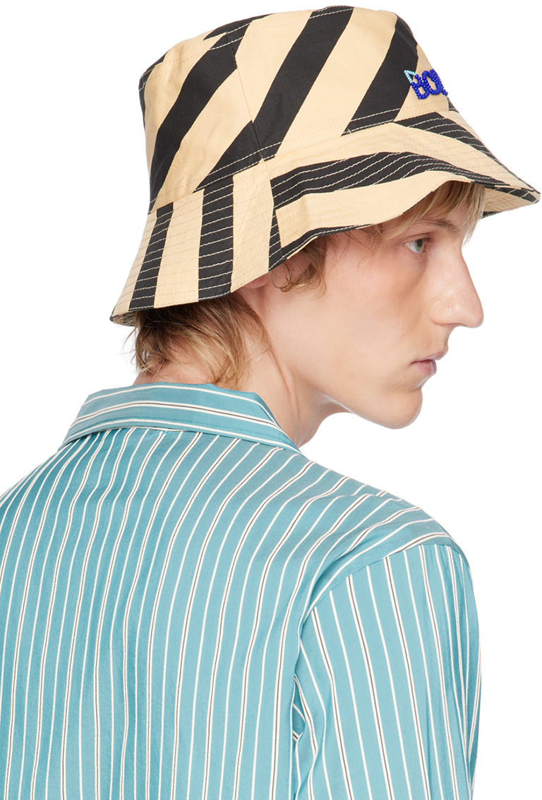 Bode Domino Stripe Bucket Hat In Neutral