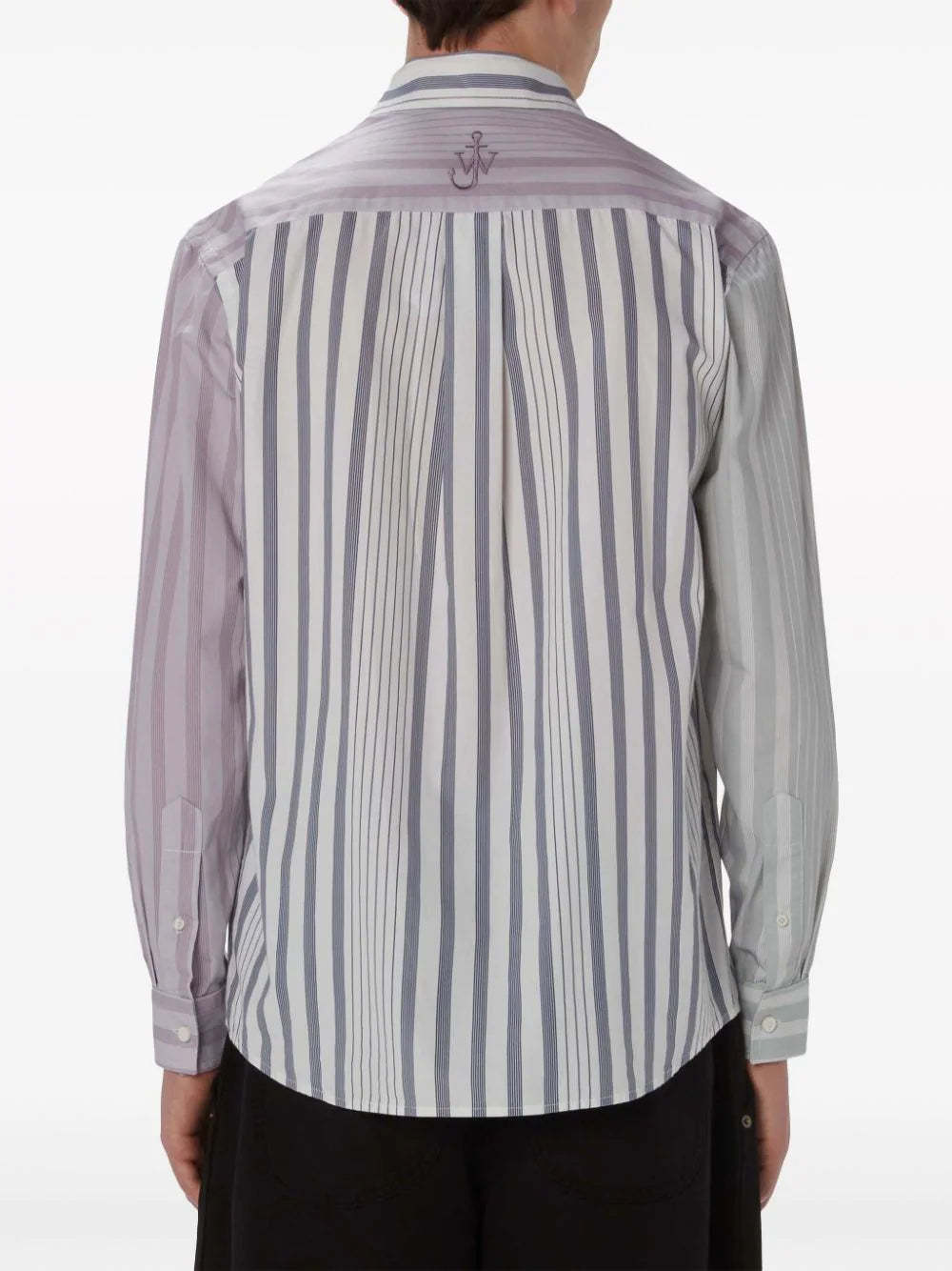 Jw Anderson Striped Cotton Poplin Shirt In Gray