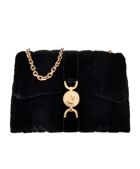 Versace Velvet Shoulder Bag In Black