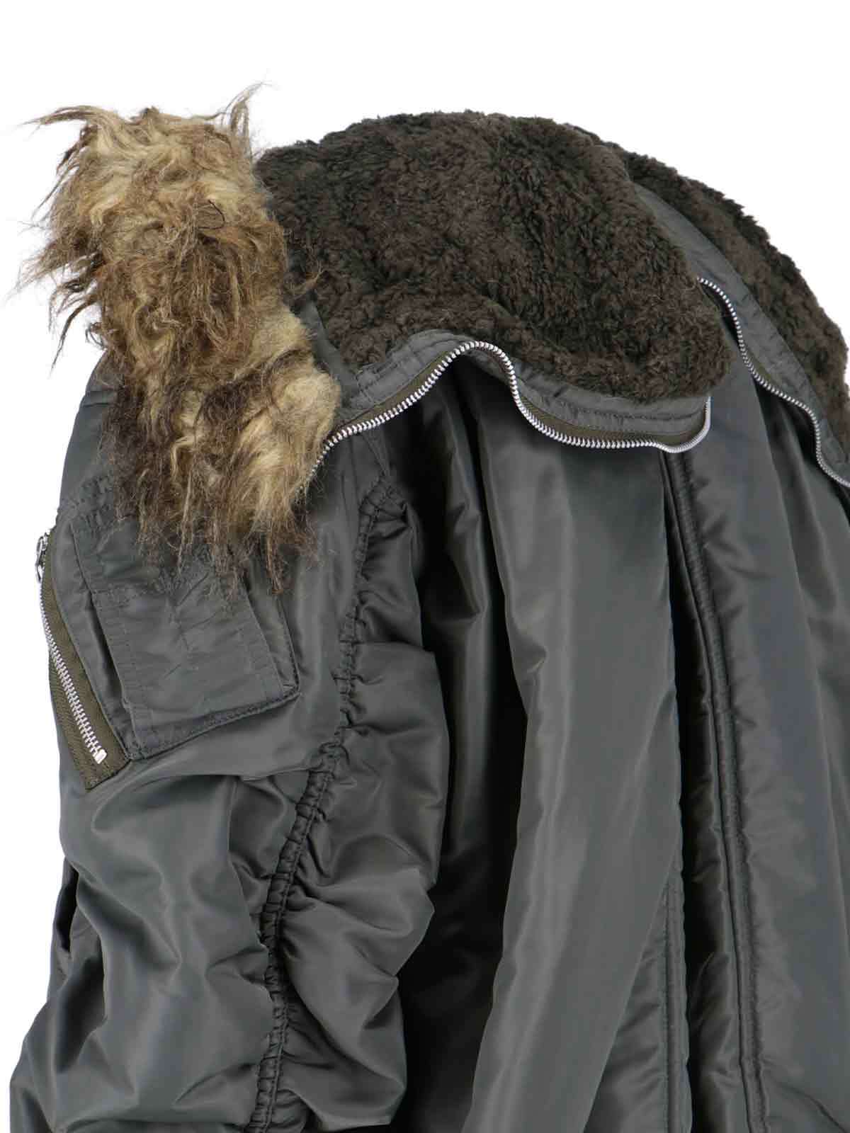 Junya Watanabe Quilted Jacket With Drawstring Hood And Fur Trim In Black