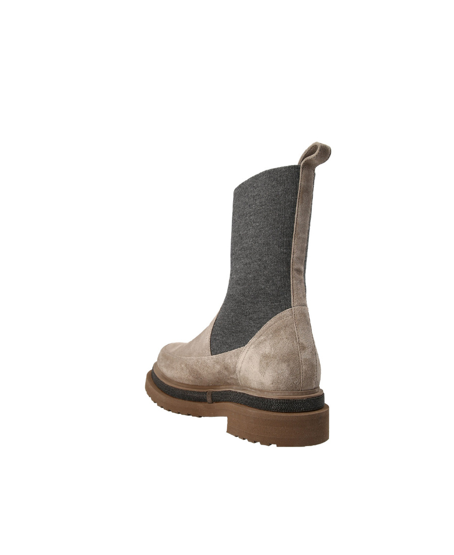 Brunello Cucinelli Neutral Suede Chelsea Boots In Black