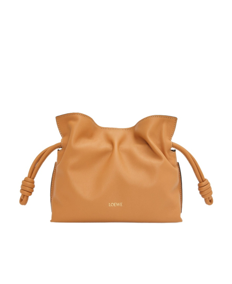 Loewe Mini Flamenco Clutch Drawstring Shoulder Bag In Brown