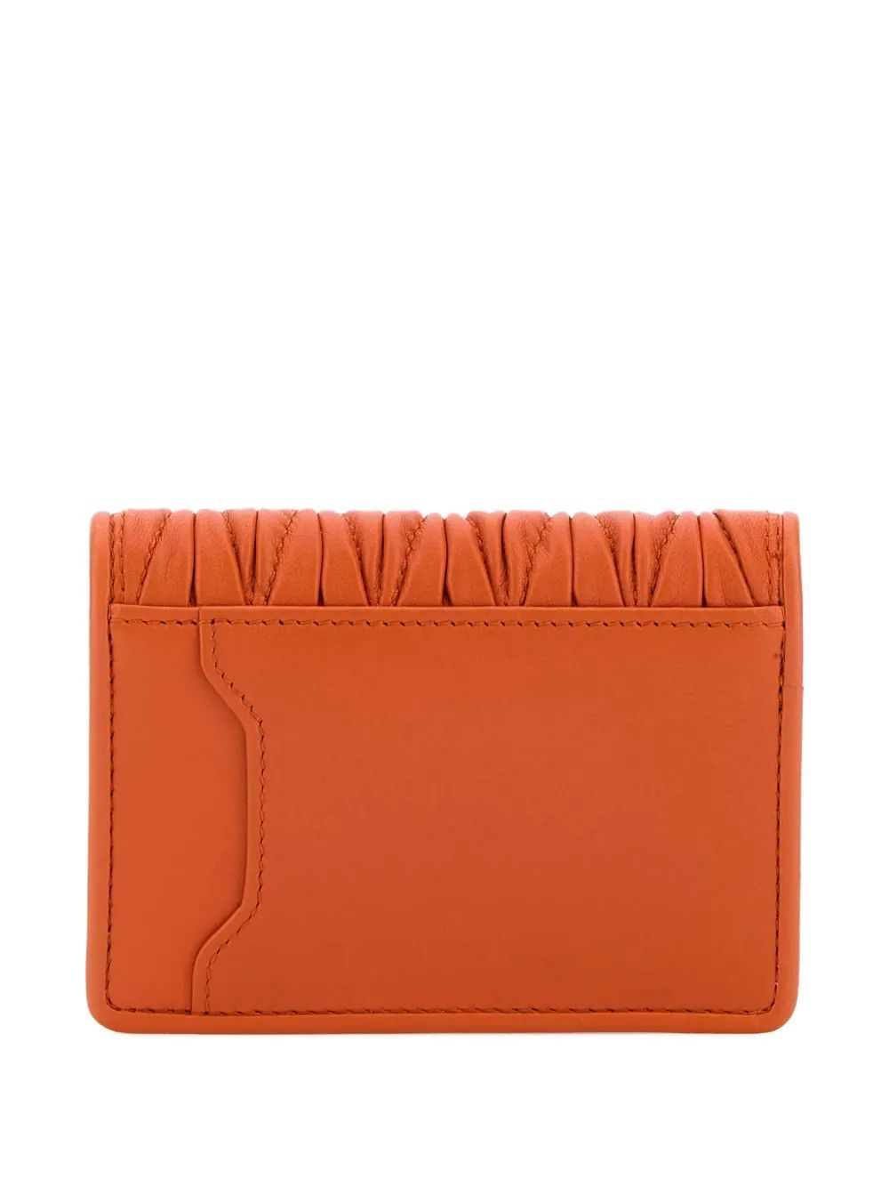 Miu Miu Logo-lettering Matelassé Cardholder In Orange