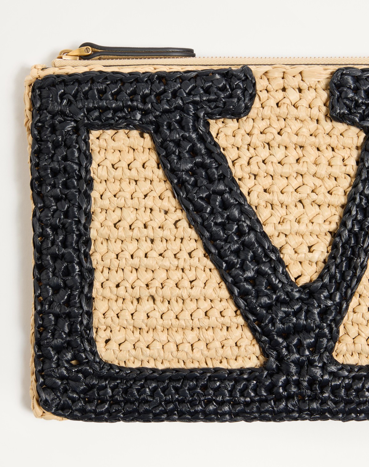 Valentino Garavani Garavani Viva Superstar Small Pouch In Synthetic Raffia Woman Natural Uni In Black