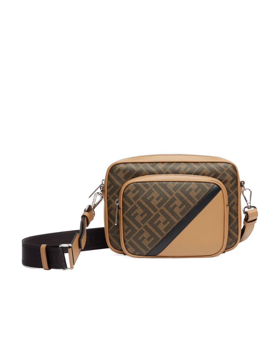Fendi Luxurious Lamb Leather Crossbody Handbag In Argentopal For Women In Brown