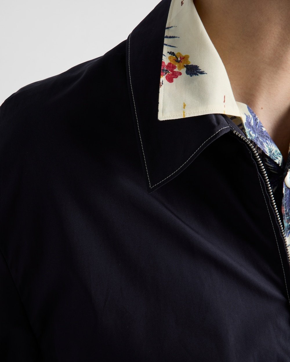Prada Cotton Blouson With Contrasting Stitching In Blue