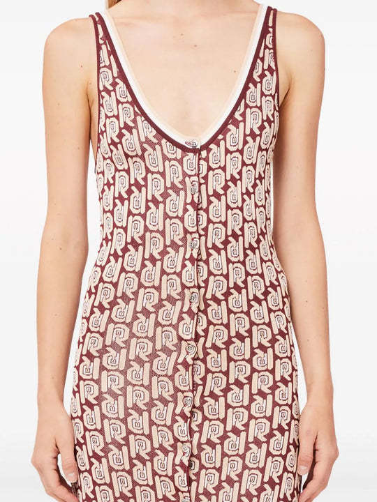 Rabanne Monogram-pattern Scoop-neck Dress In Nude