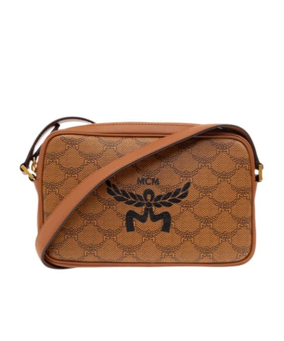 Mcm Himmel Logo Printed Small Shoulder Bag In Brown