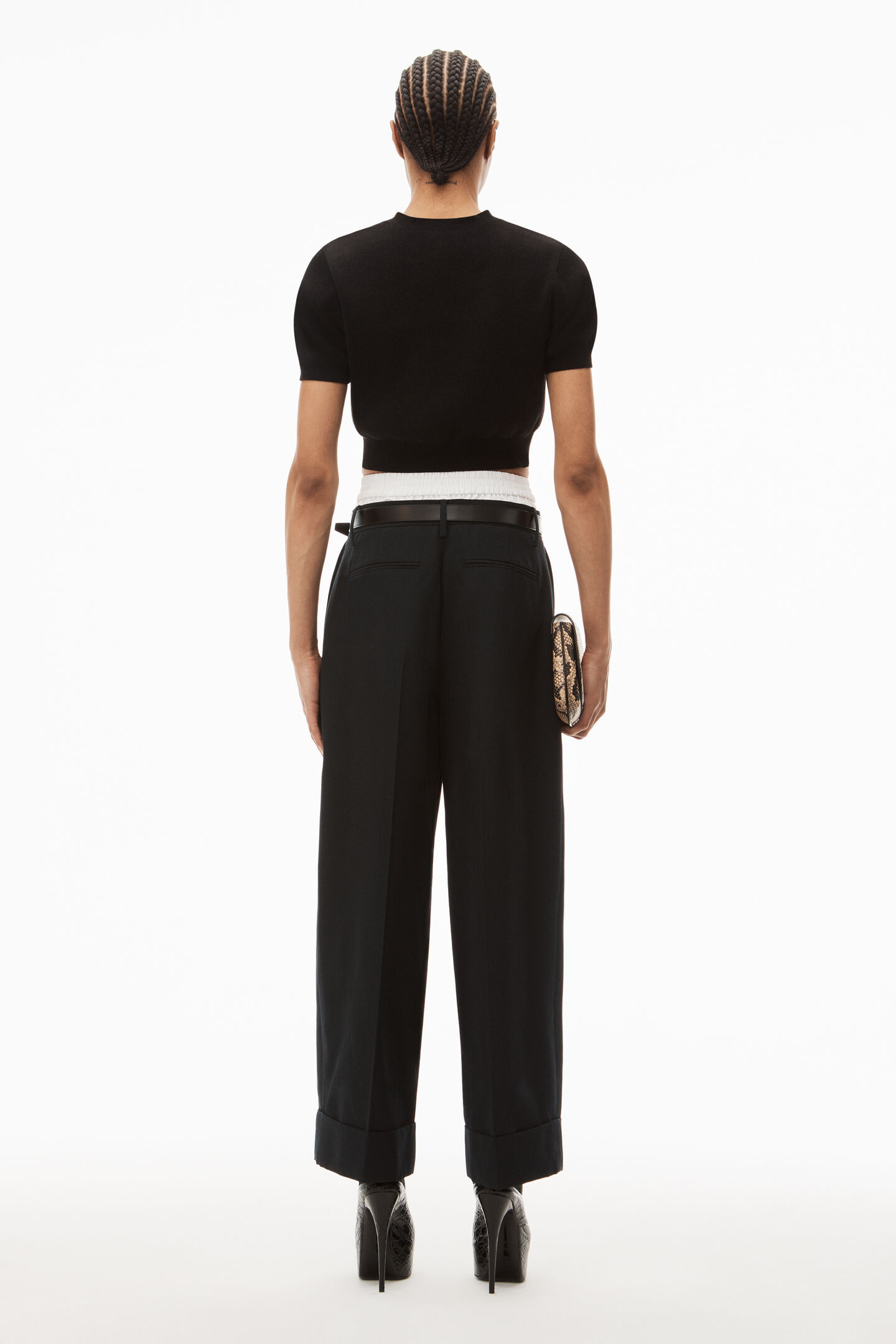 Alexander Wang Cotton-blend Chenille Cropped Pullover With Logo In Black