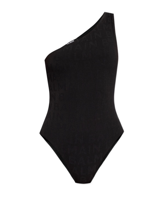 Balmain One-shoulder Swimsuit In Black
