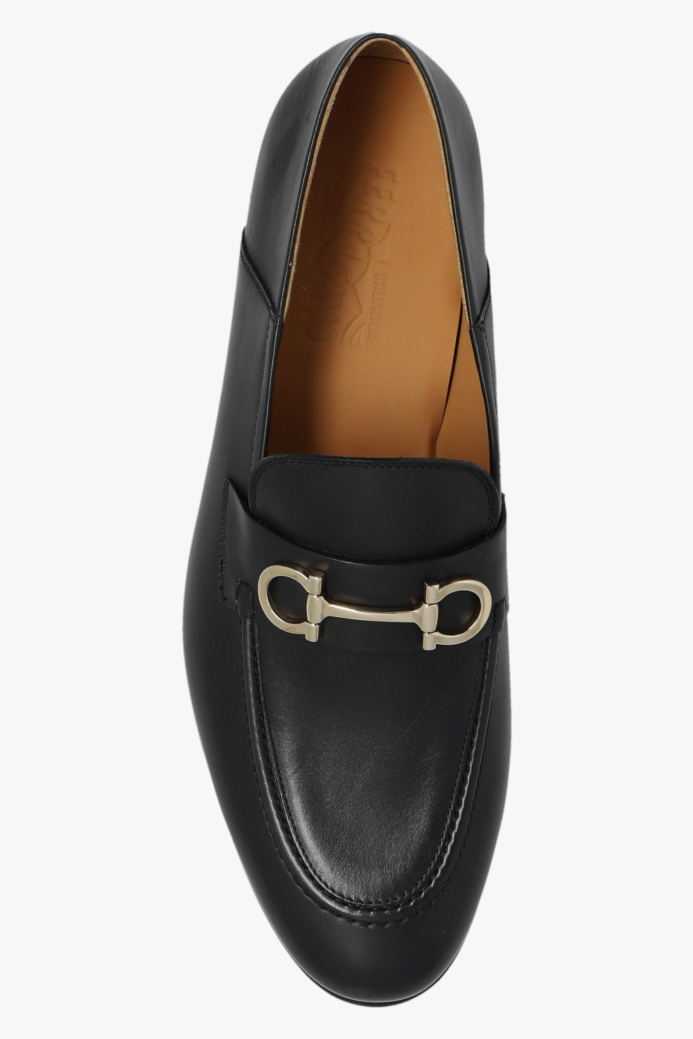 Ferragamo Florio Gancini-plaque Loafers In Black
