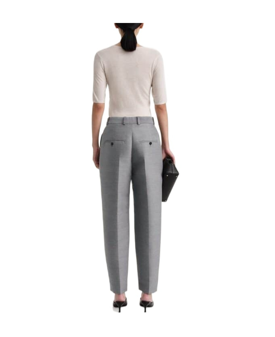 Totême Cropped Pintuck Trousers In Gray