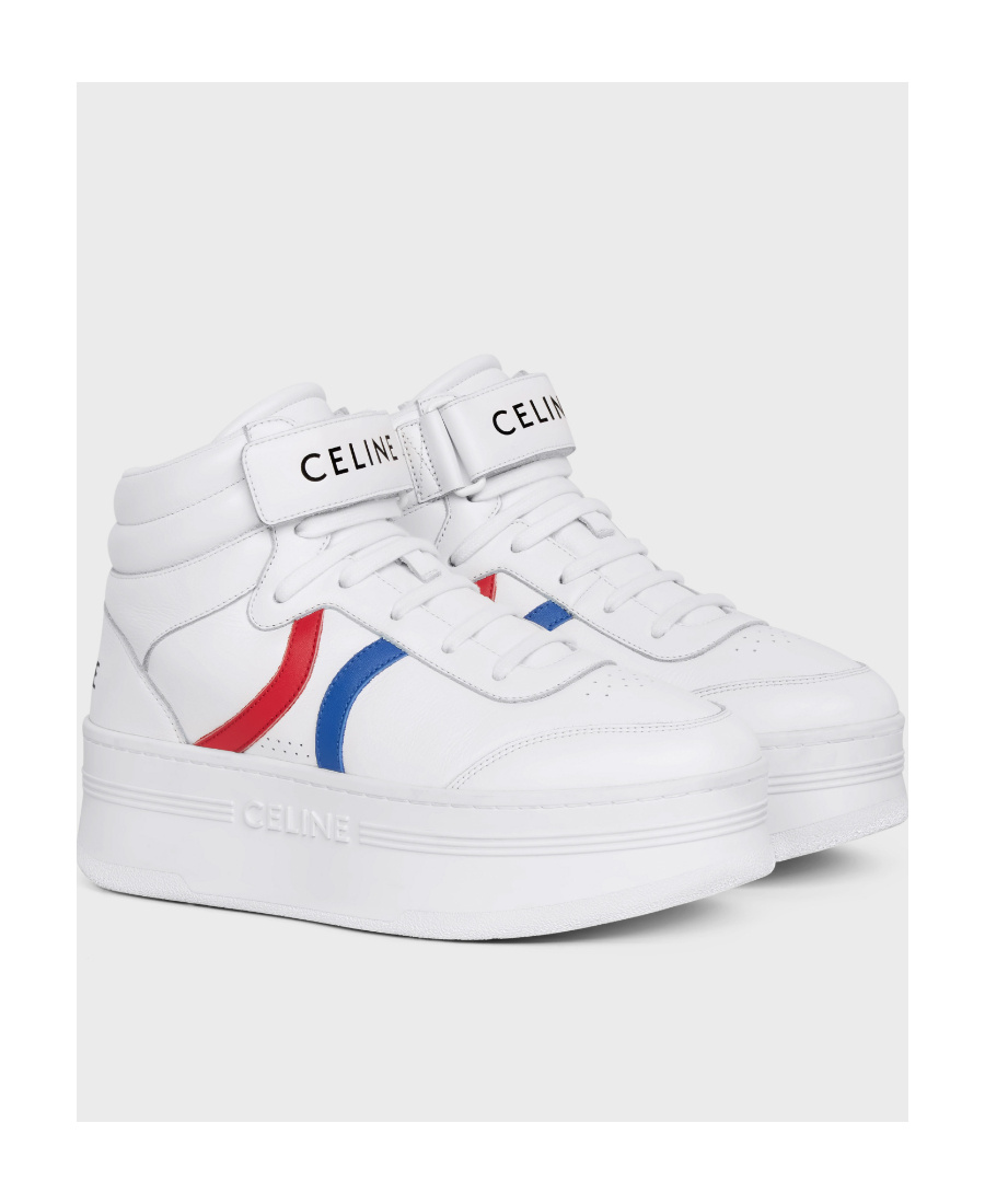 Celine Leather Platform Sneaker In White