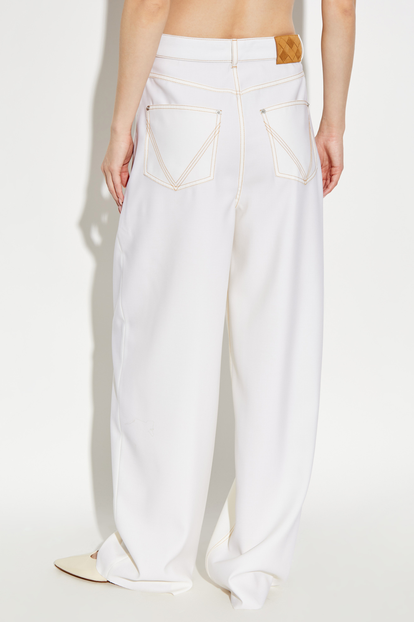 Bottega Veneta Belt Loops Slacks In White