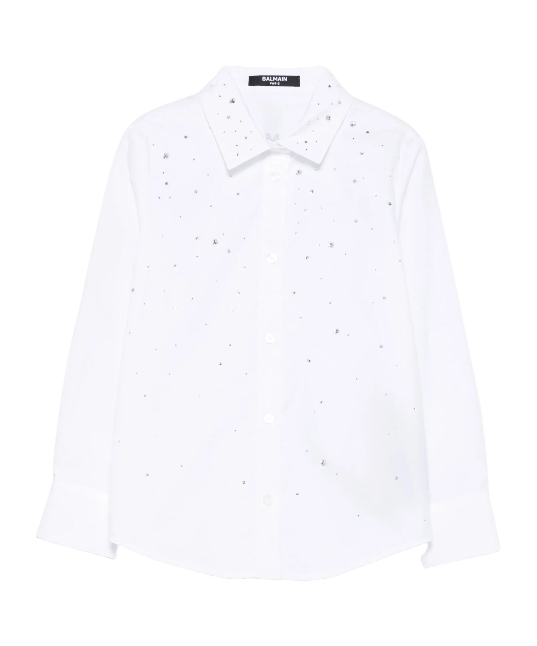 Balmain Crystal-embellished Poplin Shirt In White