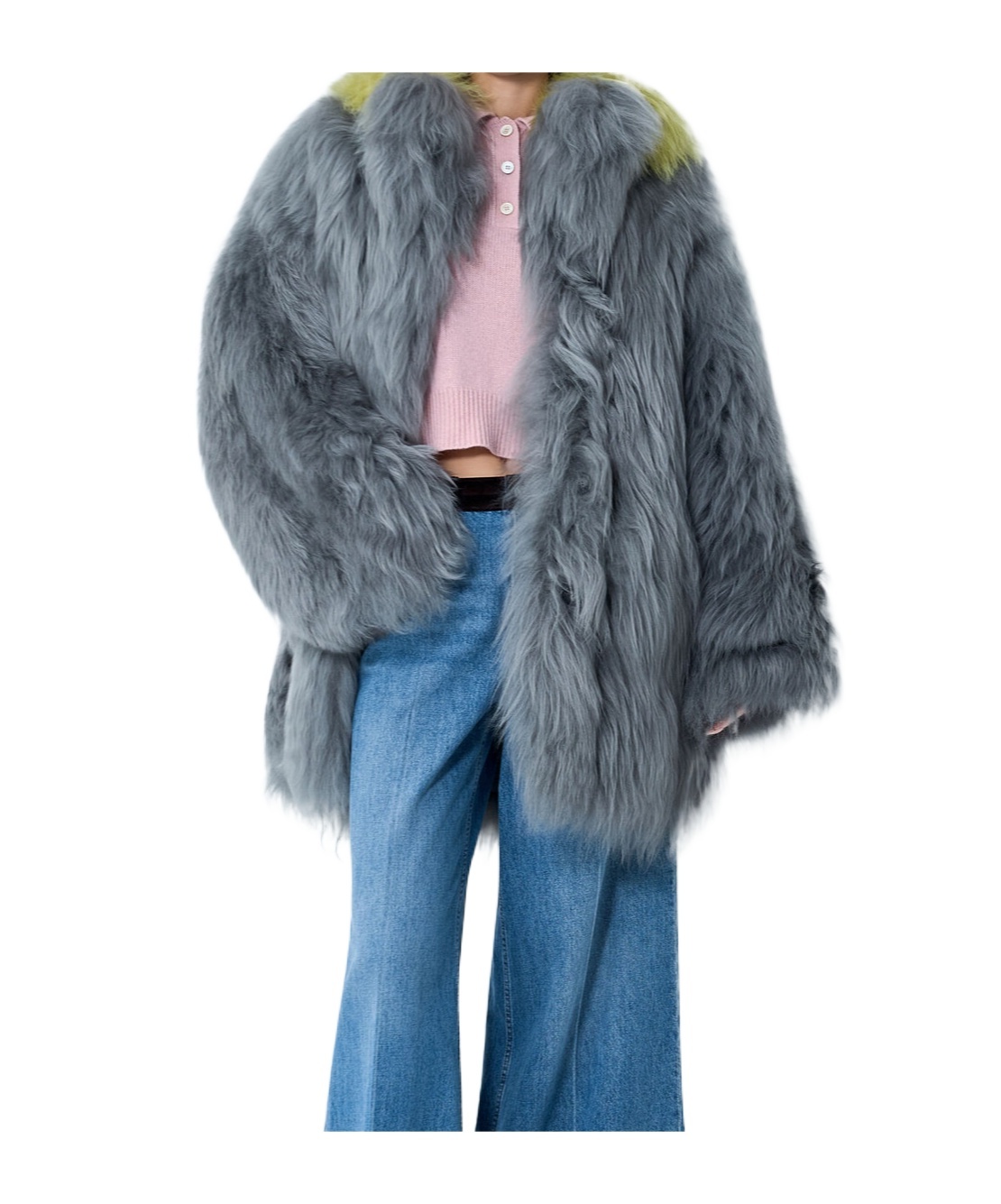 Marni Long Sleeved Shearling Short Jacket In Blue