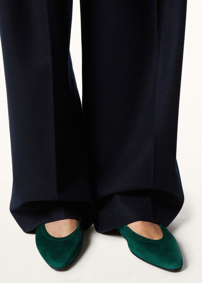 Loro Piana Primula Suede Ballet Flats In Green