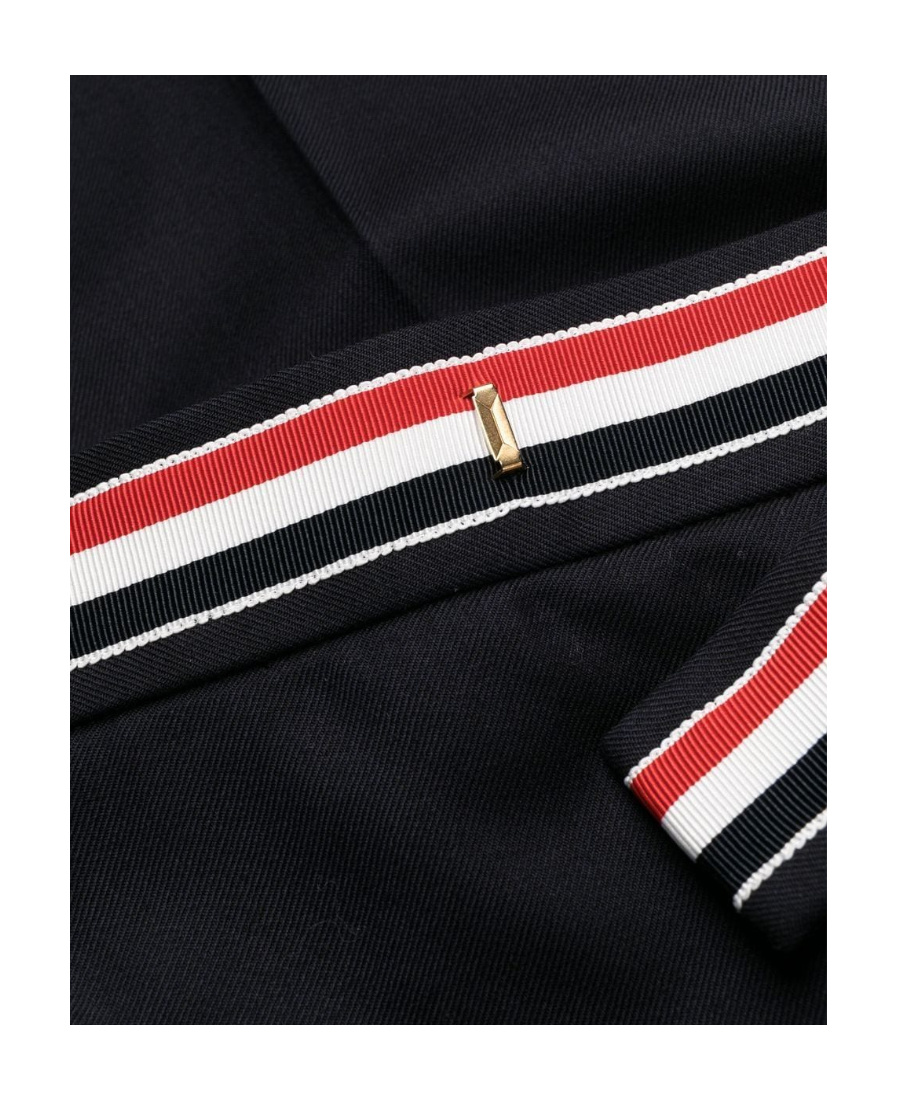 Thom Browne Rwb-waistband Cropped Tailored Trousers In Black