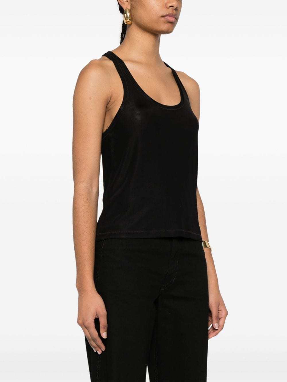 Shop Tom Ford Ribbed-knit Racerback Top In Black