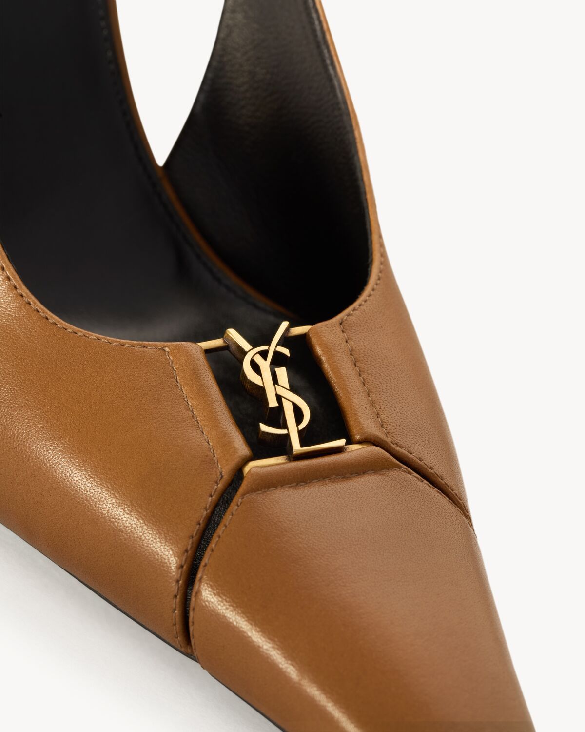 Saint Laurent Leather Babylone Slingback Pumps 90 In Macadamia Nut