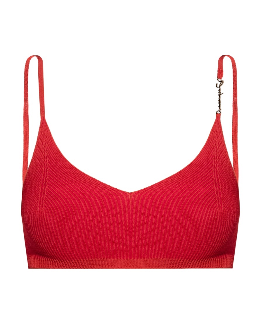 Jacquemus Pralu Logo-plaque Cropped Top In Red