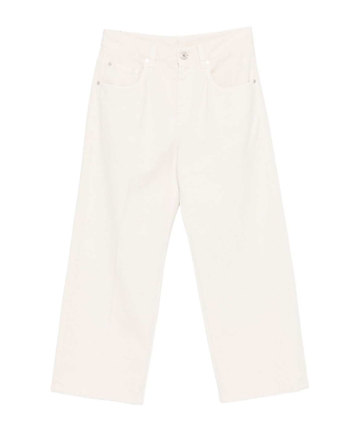Brunello Cucinelli Stretch Dyed Denim Loose Barrel Jeans With Jewels Clothing In White