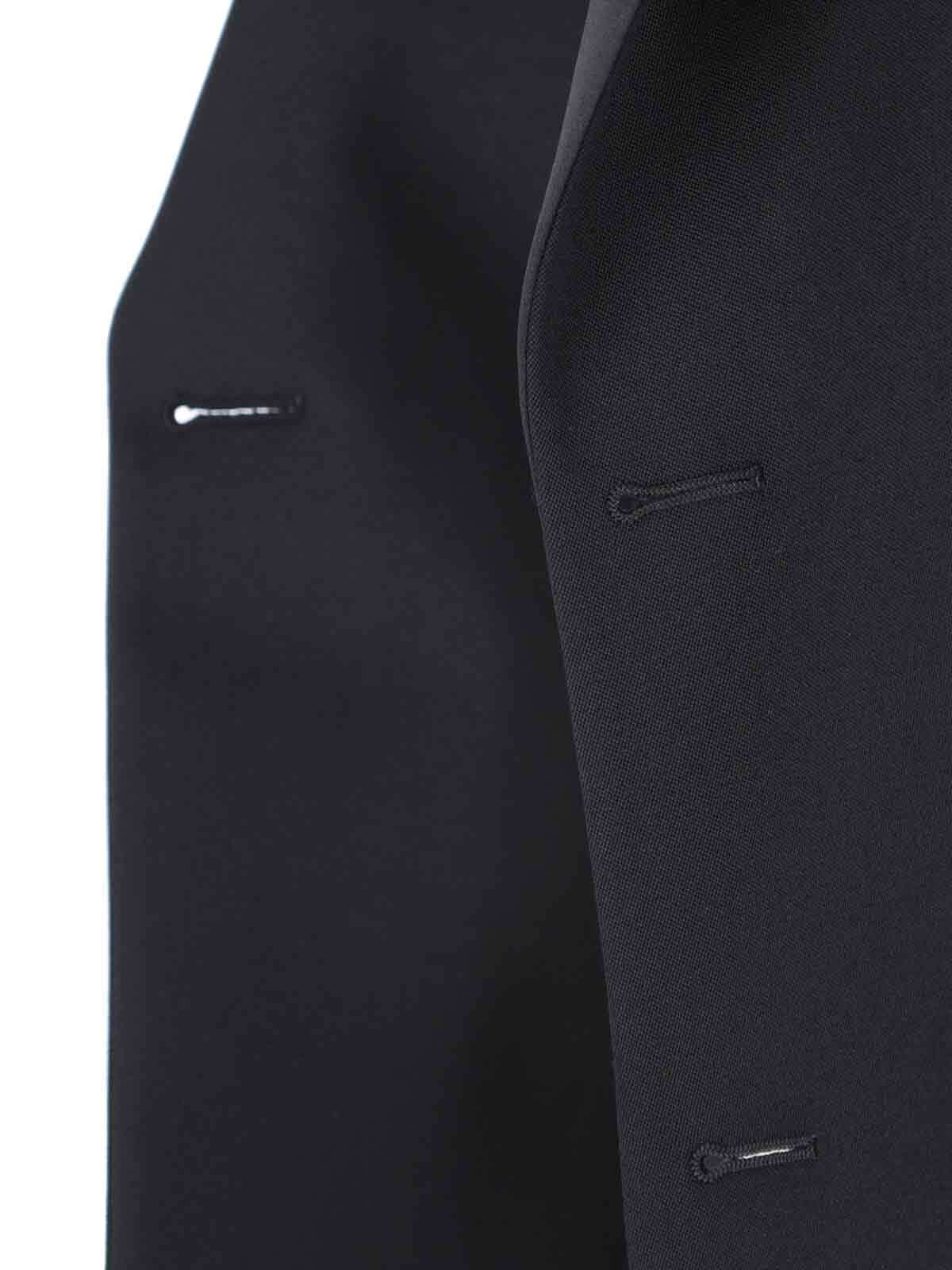 Saint Laurent Double-breasted Long-sleeved Blazer In Black