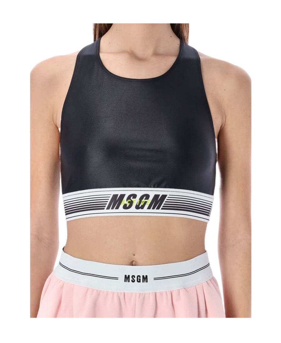 Msgm Active Top Band Logo Top In Nude