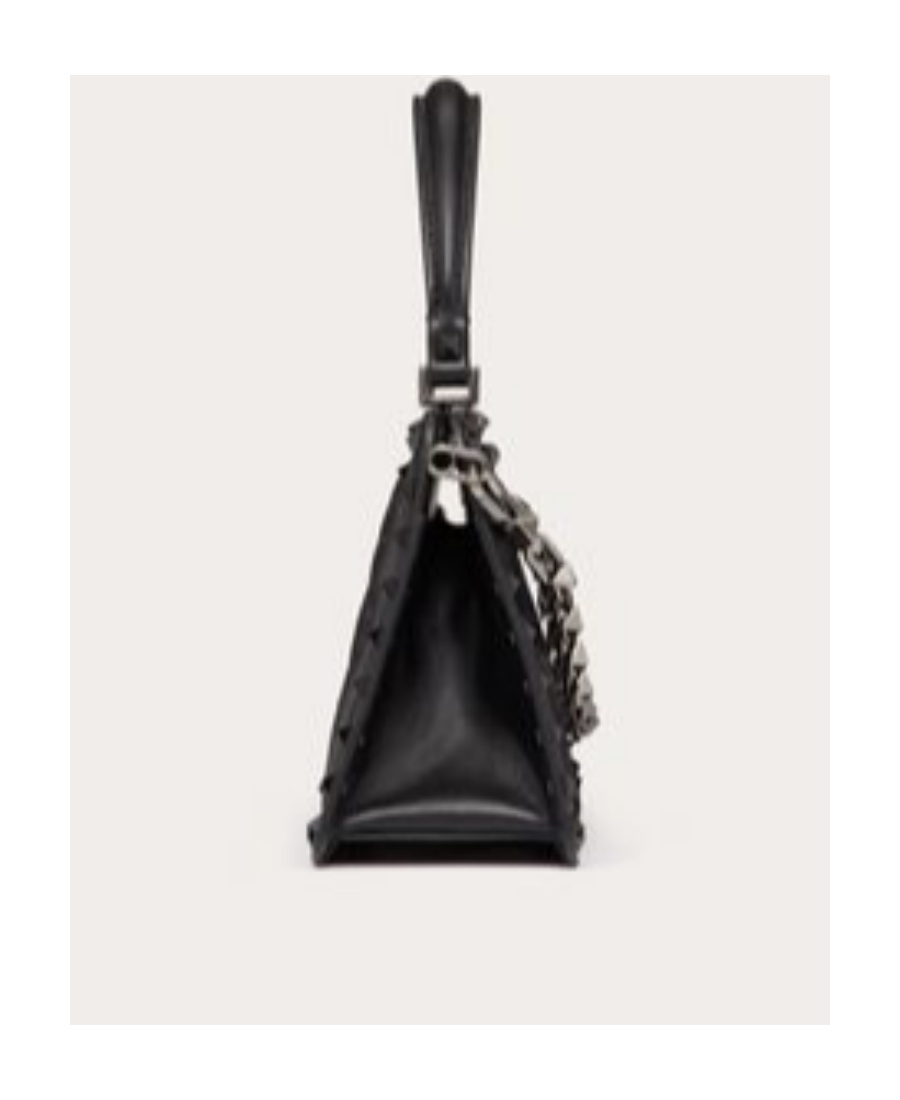 Valentino Rockstud Padded Nappa Handbag In Black