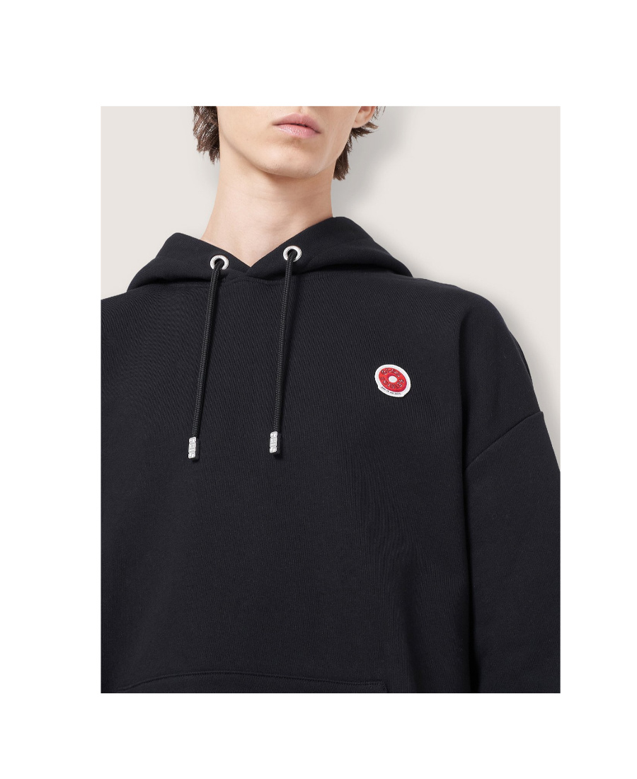 Shop Gcds Logo-patch Cotton Hoodie In Black