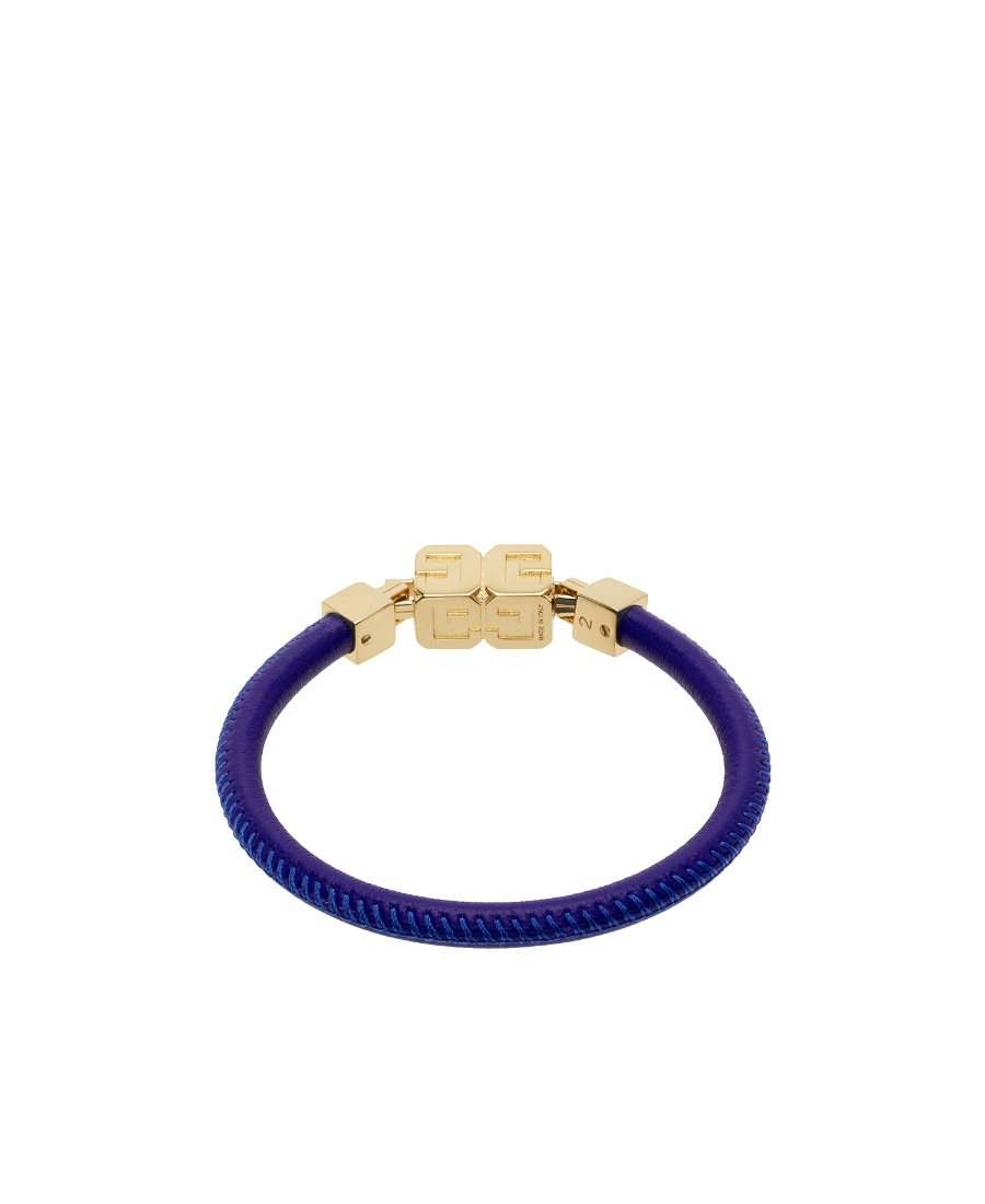 Givenchy G Cube Leather Bracelet In Blue